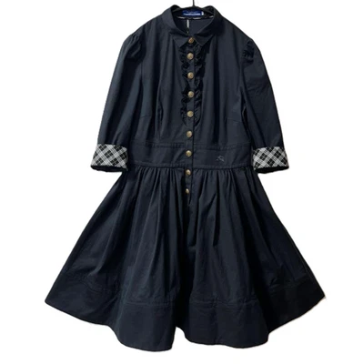 Vestido acampanado Burberry London etiqueta azul manga 3/4 con volantes [BK/38/VG] LTD de JP Foto 1 de 4