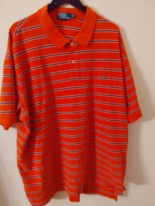 Polo Ralph Lauren Herren orange, blau weiß gestreift Pony Poloshirt Größe 4XB - Bild 1 von 5