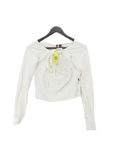 Reebok Women's Hoodie UK 10 White Floral Cotton with Elastane Pullover - Picture 1 of 5