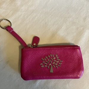 Kartengeldbörse Maulbeerrosa Leder mit angenähtem Schlüsselring - Bild 1 von 9