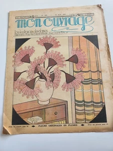 Mon ouvrage 1937 n°340 fleurs en plumes service ajpuré lingerie communion - Picture 1 of 14