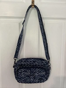 LUG Carousel Waves Navy Blue White Crossbody Nylon Purse Bag W/ Adjustable Strap - Picture 1 of 13