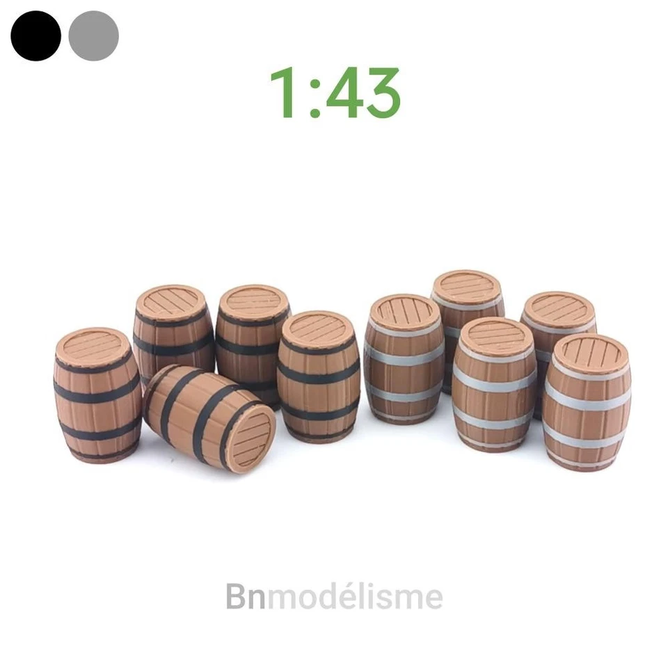 Lot 10 Tonneaux 1/43, Barrique Marchandises Décor Modélisme Train Diorama - Imagen 1 de 1