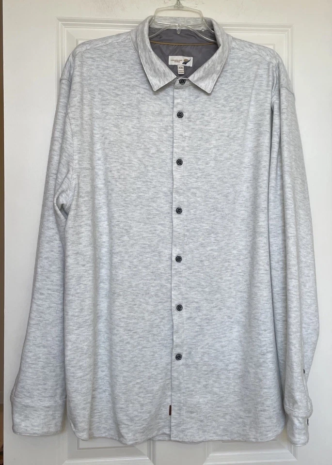 Fundamental Coast LA Men Gray Heather Flannel Long Sleeve Button Up Shirt 2XL - Image 1 of 4