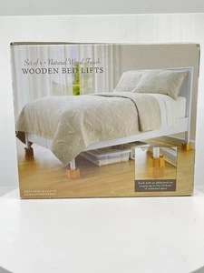 BRANDNEU IM KARTON Holz Bett Hebebühnen Setzstufen natürliche Holzoberfläche, 4er Set - Bild 1 von 7