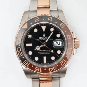 2021 Mint Rolex 126711CHNR GMT-Master II Rootbeer 40mm 18K Rose Gold Steel Watch - Picture 1 of 13