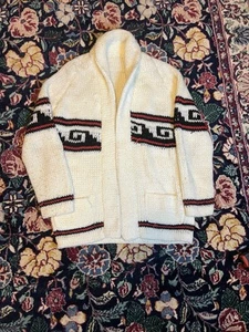 1960’s/70’s Hand Knit Wave Pattern Cowichan Sweater Size Medium - Picture 1 of 7