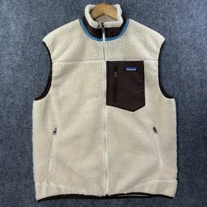 PATAGONIA Classic Retro X Deep Pile Vest Mens L Beige Oatmeal Sherpa Preppy Y2K - Picture 1 of 16