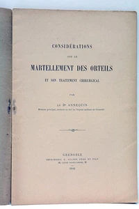 ANNEQUIN SUR LE MARTELLEMENT DES ORTEILS GRENOBLE 1893 - Picture 1 of 6