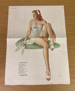 Original Marzo 1940s Varga Esquire Girl Pinup Gatefold SEÑAL DE ADVERTENCIA - Imagen 1 de 8
