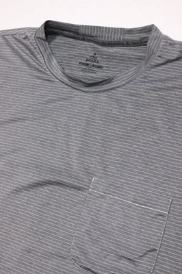 prAna Men's Pocket Tee XL Gray Striped Lightweight Poly Breathable Activewear - Image 1 of 4