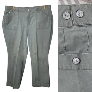 Dockers Pants Plus Sz 18W 18 Trouser Olive Drab Green Chino Crop Boot Cut Capri - Picture 1 of 8