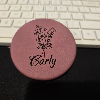 Espejo de bolsillo de cuero personalizado, espejo de maquillaje de viaje Foto 1 de 2