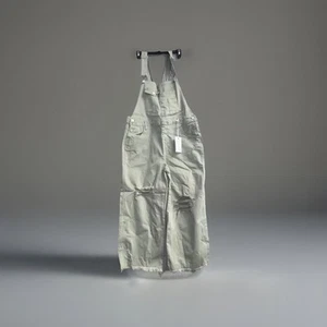 Risen Overalls Women 1XL OLIVE GREEN Bib Mid Rise Distressed Cropped Frayed Hem - Picture 1 of 7