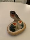RARE vintage salt and pepper shakers hand painted birds in nest marked CHINA