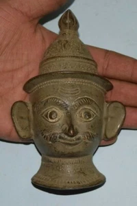 Messing Shiva Vintage Kopf Statue Kala Bhairava Gesicht Tempel Dekor Prunkstück EK265  - Bild 1 von 8