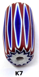 Coole alte ovale antike venezianische Chevron Handelsperle afrikanisch K7 Bg 73 - Bild 1 von 2