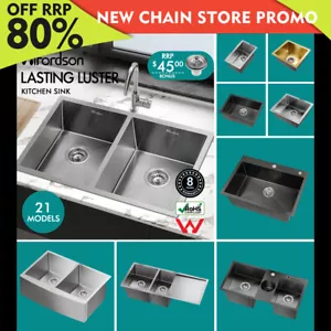 ALFORDSON Kitchen Sink Basin Stainless Steel Top Under Mount Single Double Bowl - Picture 1 of 159