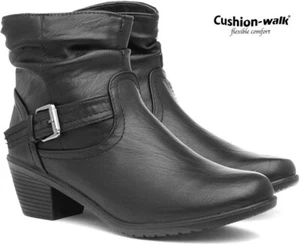 Ladies Ankle High Side Zip Smart Formal Casual Office Boots Womens Shoes Heels - Picture 1 of 14