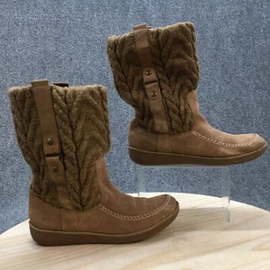 American Eagle Boots Womens 10 Twist Knit Winter MidCalf Pull On Brown Suede - Picture 1 of 15