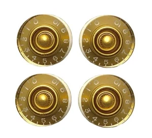 4 Pack Acrylic Guitar Knobs Volume Tone Speed Control Gold with White Numbers - Picture 1 of 3
