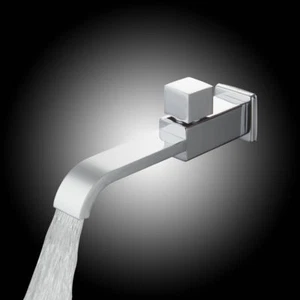 Grifo fregadero de baño de una sola manija cromado cuenca agua fría solo grifos montaje en pared - Imagen 1 de 5