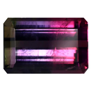 4,59 ct Achteck (12x8mm) unbeheizt/unbehandelt Wassermelone Turmalin - Bild 1 von 2