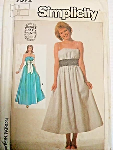 Dress Gown Strapless 8 Simplicity 7372 Sewing Pattern Gunne Sax Spaghetti Strap - Picture 1 of 8