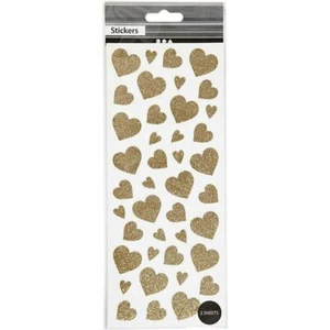 Creativ Gold Herzen Liebe Valentinstag Aufkleber Glitzer Finish Etiketten X 82 - Bild 1 von 2