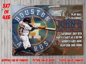 Houston Astros inspired Digital Party invitation, invite, flyer, Baseball, Home - Picture 1 of 1