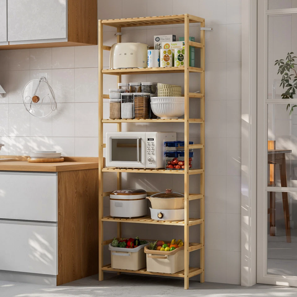 Küchenregal Holzregal Standregal Bambus Vorratsregal Küche Bambusregal Tiefe 25 - Bild 1 von 4