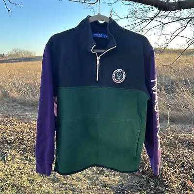 Vintage NAUTICA Sleeve Embroidery Half Zip Sweatshirt Trainer Men's L - Image 1 of 4
