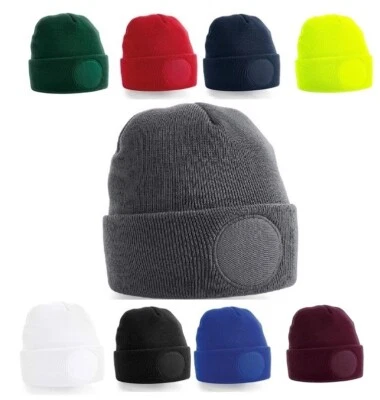Beechfield Circulaire Patch Bonnet Tricot de Ski Bleu Gris Vert Jaune Ou Rouge - Photo 1/4