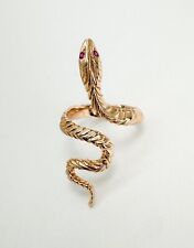 14K Rose Gold Snake Ring with Ruby Gemstone Eyes sz 6 N56