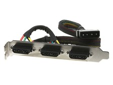 3 x 4 Pin Molex Female Connector PCI Power Panel Bracket for PC Desktop Computer
