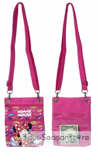 Disney Dark Pink Minnie Mouse Wallet Camera Pouch Bag Purse Shoulder Strap 7.5" - Picture 1 of 4