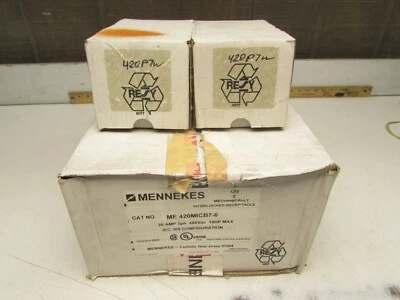 2QTY MENNEKES ME420MICB7-6 PIN&SLEEVE INTERLOCKED RECEPTACLE 20A 3PH 480V 10HP - Image 1 of 4