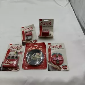 4 Vintage Coca-Cola Coke Brand Magnets 1995 Coasters SEALED BUT FAIR - Picture 1 of 10