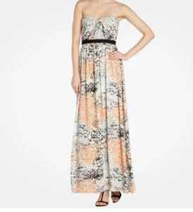 NWOT. BCBGMAXAZRIA AMBER STRAPLESS FLORAL PRINT GOWN - Picture 1 of 11