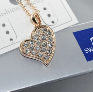 18K Rose Gold Plated Lady Necklace 20mm made with Swarovski Crystal p/782g - Picture 1 of 4
