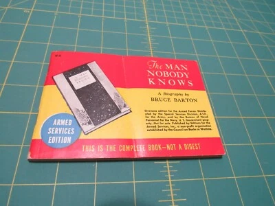 THE MAN NOBODY KNOWS BY BRUCE BARTON     RARE ARMED SERVICES EDITION 0-5 Foto 1 de 2