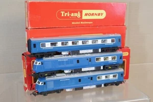 LOT DE 3 VOITURES LOCOMOTIVE DIESEL TRIANG HORNBY R555 BR BLEU PULLMAN CLASSE 251 DMU OM - Photo 1 sur 12