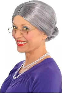 Old Lady Wig Gray Suit Yourself Fancy Dress Up Halloween Adult Costume Accessory - Picture 1 of 1