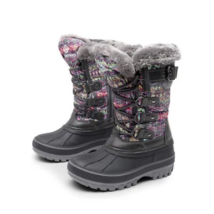 Kids Boys Girls Snow Boots Insulated Winter Fashion Knee High Ski Boots Skiing - Picture 1 of 22