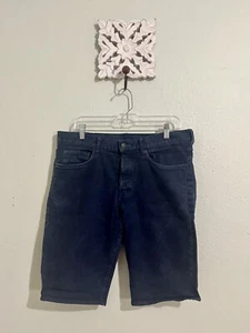 & Denim Button fly Men's Blue Shorts 5 Pocket Logo Size 33 - Picture 1 of 8