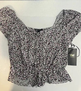 YMI Collections Women’s Floral Cropped Top Multi-Color Shirt Size Med - Picture 1 of 7