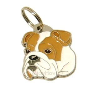 Dog name ID Tag, English Bulldog, Personalized, Engraved, Handmade, Charm - Picture 1 of 12