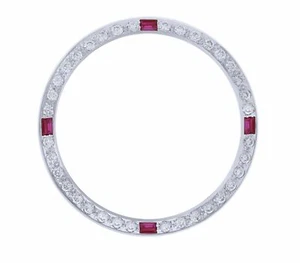 CREATED DIAMOND + RUBY BEZEL FOR 36MM ROLEX PRESIDENT DAY DATE 1803 18239 WHITE - Picture 1 of 2