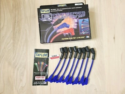 Taylor 76645 Blue Spiro-Pro 8mm Spark Plug Wires 1997-Up GM LS Car Headers 135* - Image 1 of 3