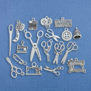 Deluxe Nähen Charm Sammlung Antik Silberfarben 18 Charms - COL246 - Bild 1 von 2